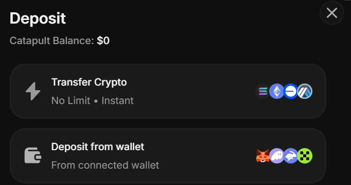 Варианты пополнения на Catapult Trade
